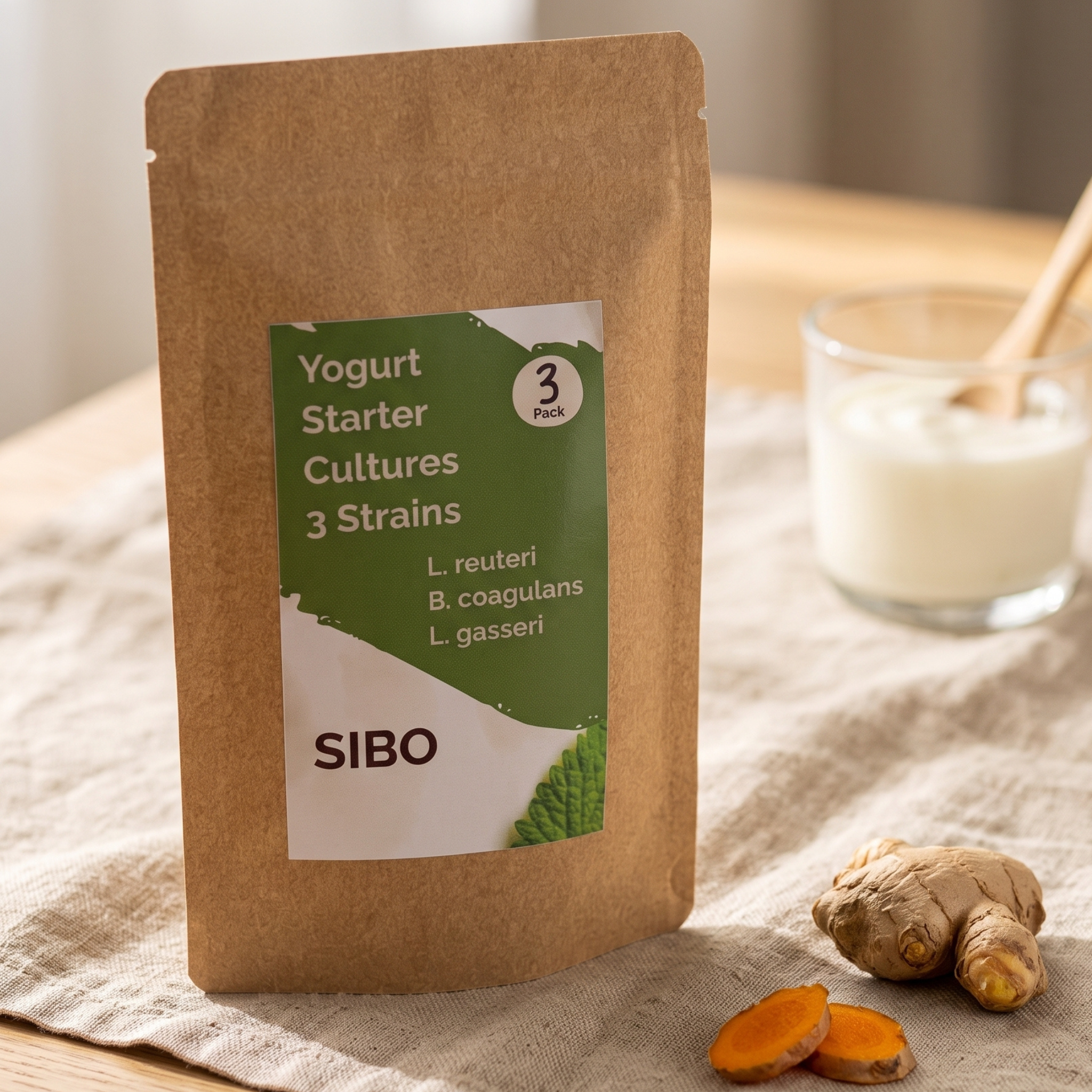 GutMi | L. reuteri + B. coagulans + L. gasseri | SIBO | Kit de iniciación para yogur | Cultivos iniciadores | 3 iniciadores de yogur